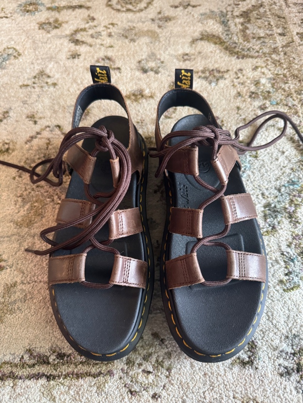 Dr. Martens Brown Leather Lace-Up Gladiator Sandals
